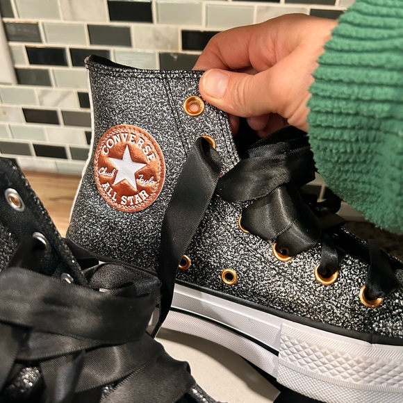 Converse platform high tops 6.5 black glitter - Picture 3 of 5